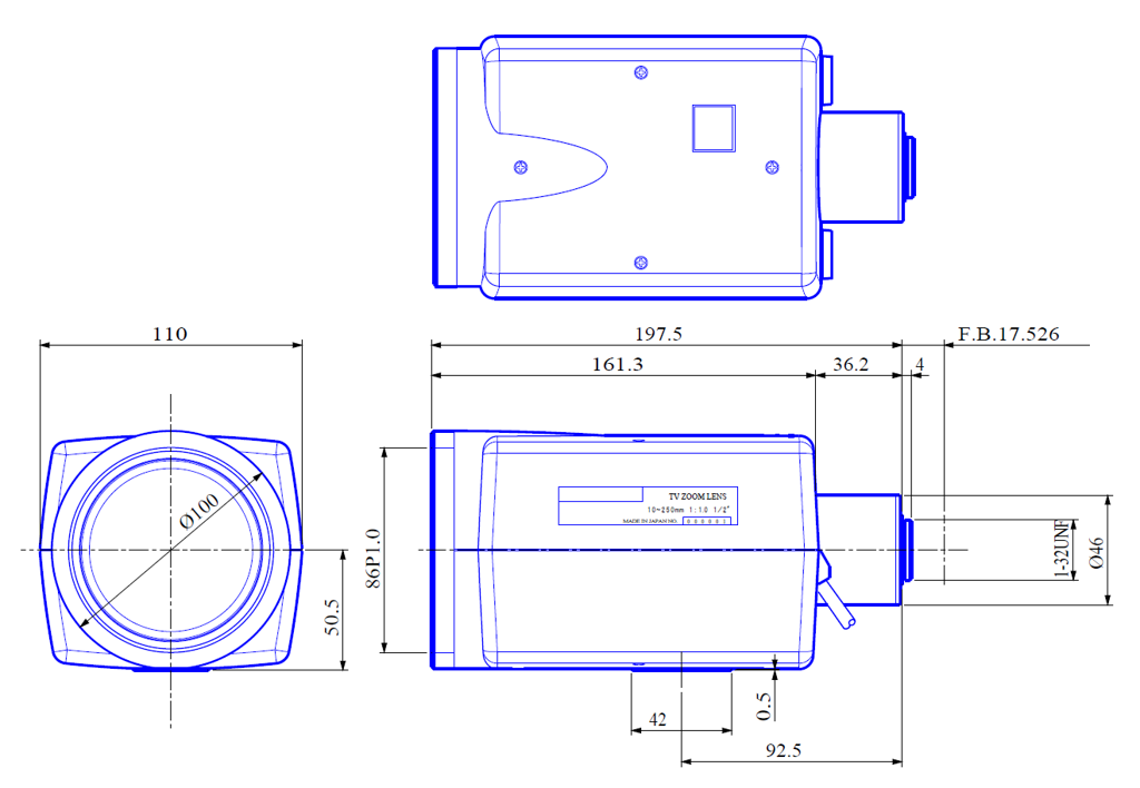 Goyo Optical GAZ1025018M technical drawing