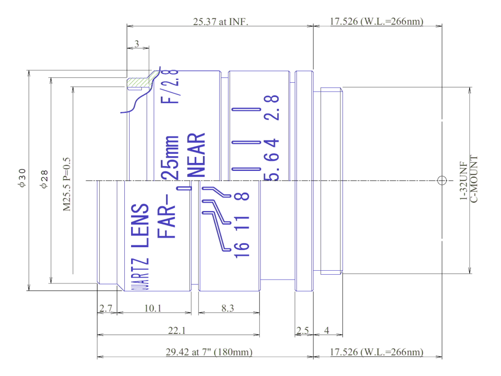Goyo Optical GMUV42528C technical drawing