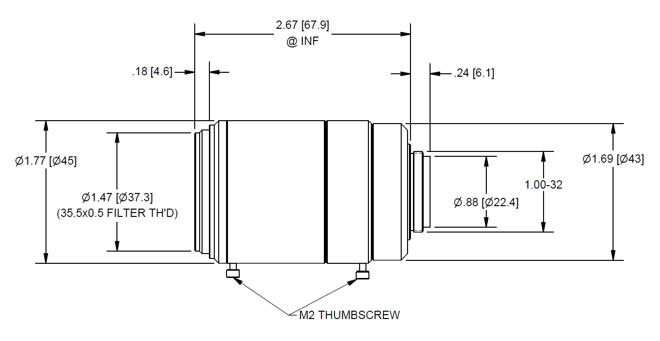 Navitar NMV-25M1.1 technical drawing