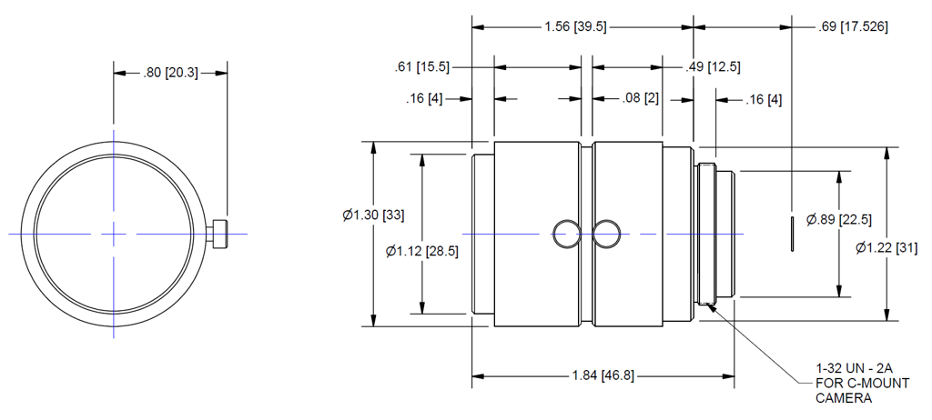 Navitar NMV-25M23 technical drawing