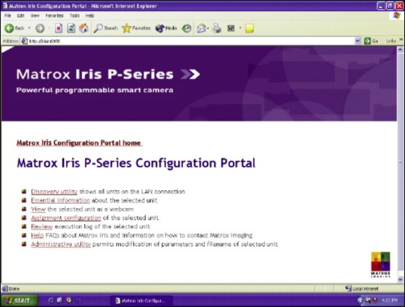 Konfiguracja i monitorowanie kamery Matrox Iris P-Series