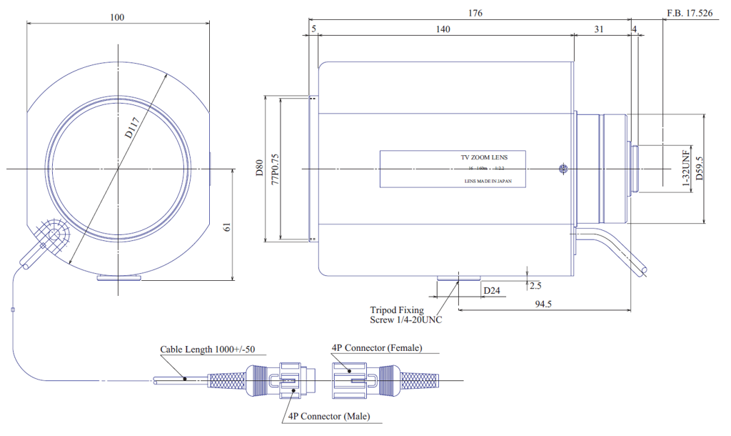 Goyo Optical GAZ16160M technical drawing